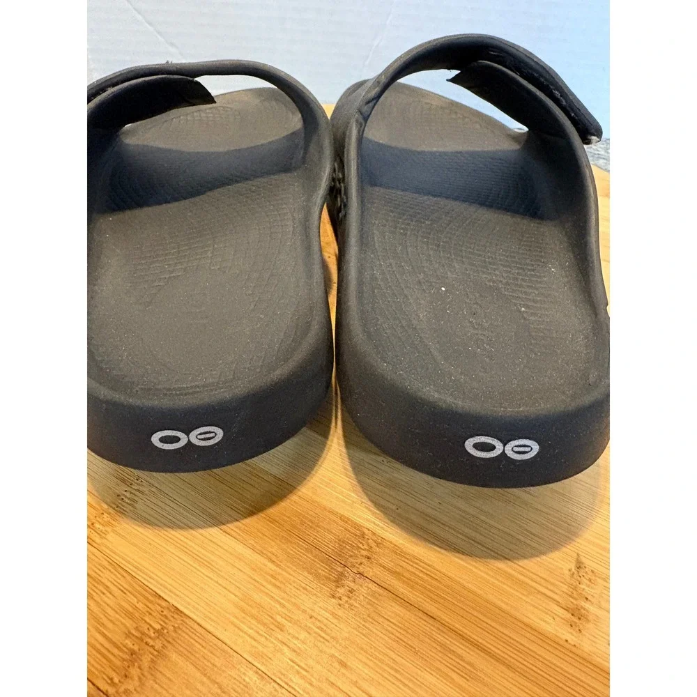 OOFOS Ooahh Adjustable Black Slides Sandals Men's‎ Size 12 US 46 EU